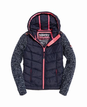 Superdry Storm Hybrid Cipzár Női Kapucnis Pulóver Sötétkék | APGKO6394